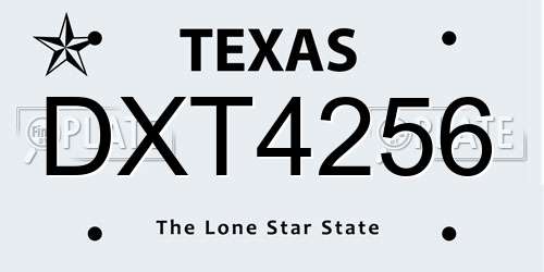 DXT4256 Texas License Plate