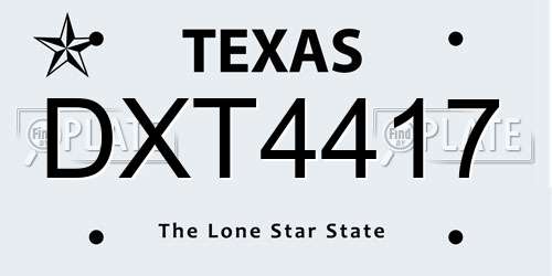 DXT4417 Texas License Plate