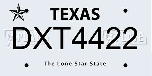 DXT4422 Texas License Plate