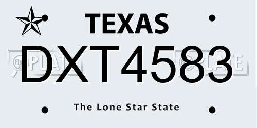 DXT4583 Texas License Plate