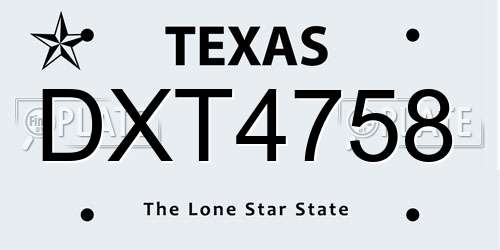 DXT4758 Texas License Plate