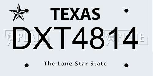 DXT4814 Texas License Plate