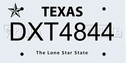 DXT4844 Texas License Plate