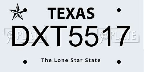 DXT5517 Texas License Plate