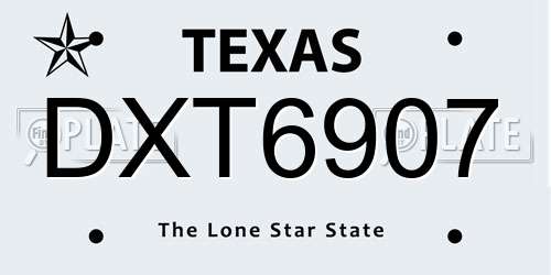 DXT6907 Texas License Plate