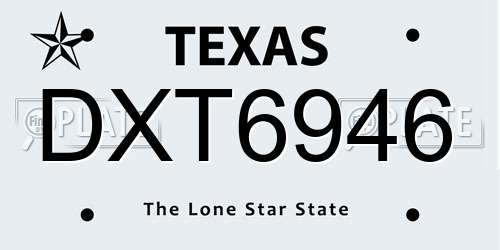 DXT6946 Texas License Plate