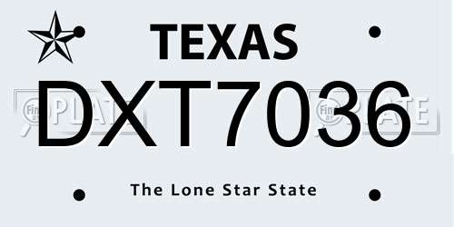 DXT7036 Texas License Plate