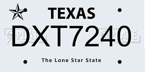 DXT7240 Texas License Plate