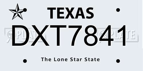DXT7841 Texas License Plate