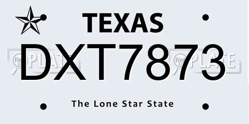 DXT7873 Texas License Plate