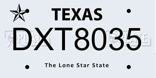 DXT8035 Texas License Plate