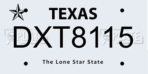 DXT8115 Texas License Plate