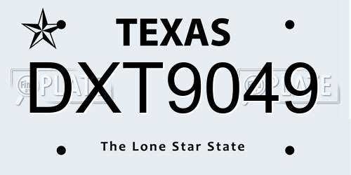 DXT9049 Texas License Plate