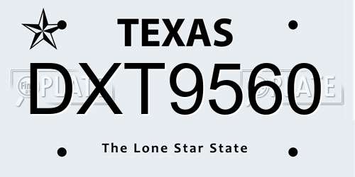 DXT9560 Texas License Plate