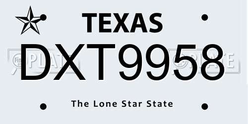DXT9958 Texas License Plate