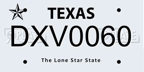 DXV0060 Texas License Plate