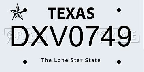 DXV0749 Texas License Plate