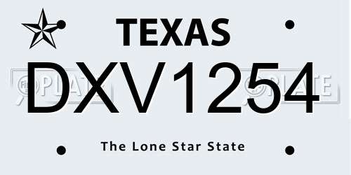 DXV1254 Texas License Plate