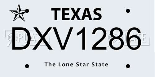 DXV1286 Texas License Plate