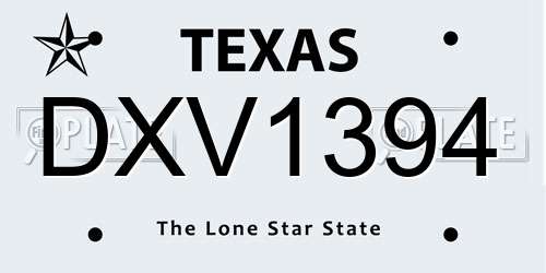 DXV1394 Texas License Plate