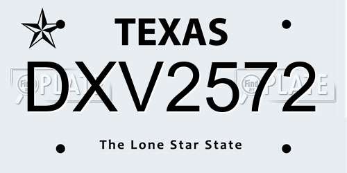 DXV2572 Texas License Plate