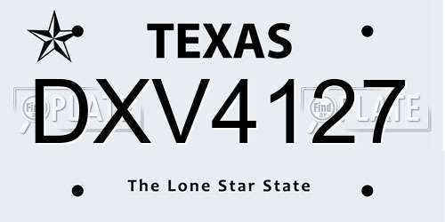 DXV4127 Texas License Plate