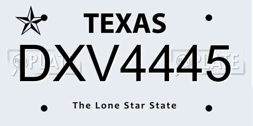 DXV4445 Texas License Plate