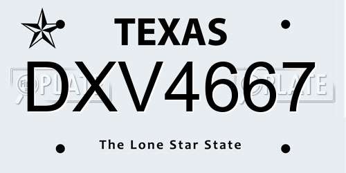 DXV4667 Texas License Plate