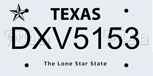 DXV5153 Texas License Plate