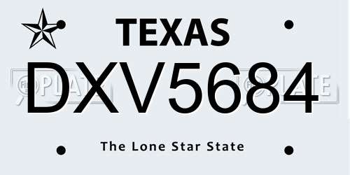 DXV5684 Texas License Plate