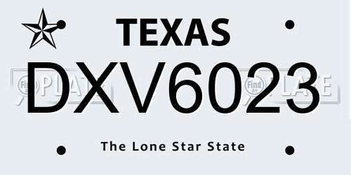 DXV6023 Texas License Plate