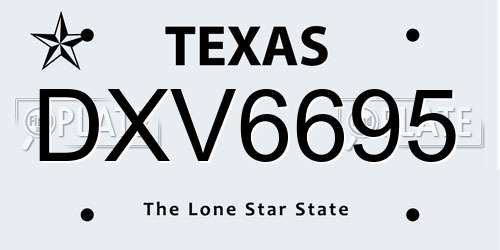 DXV6695 Texas License Plate