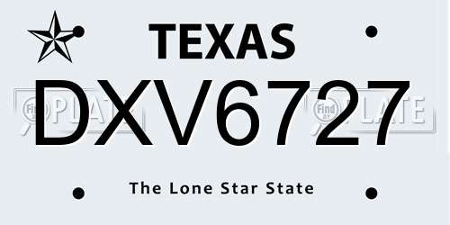 DXV6727 Texas License Plate