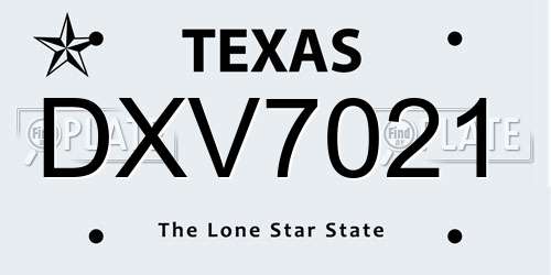 DXV7021 Texas License Plate