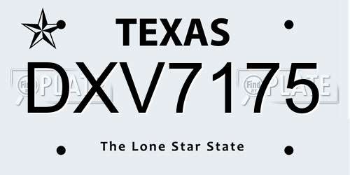 DXV7175 Texas License Plate