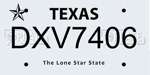 DXV7406 Texas License Plate