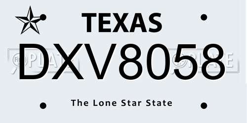 DXV8058 Texas License Plate