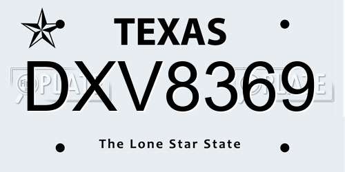 DXV8369 Texas License Plate