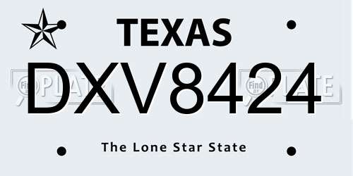 DXV8424 Texas License Plate