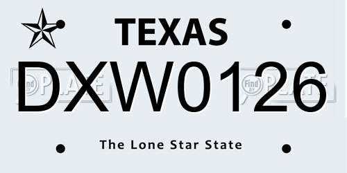 DXW0126 Texas License Plate