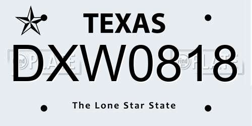 DXW0818 Texas License Plate