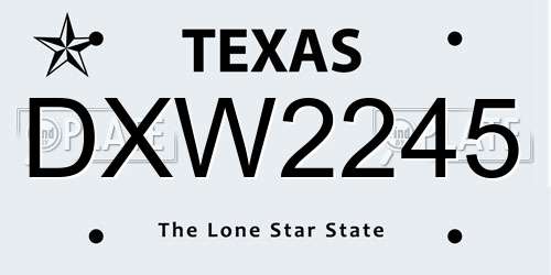 DXW2245 Texas License Plate