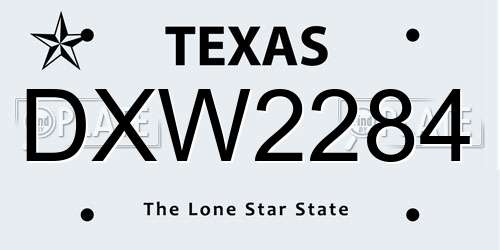 DXW2284 Texas License Plate