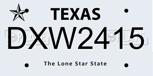 DXW2415 Texas License Plate