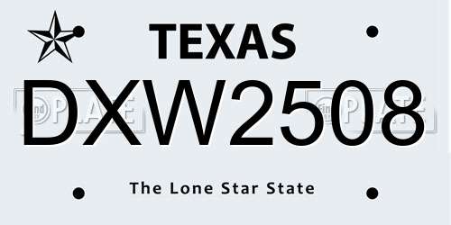 DXW2508 Texas License Plate