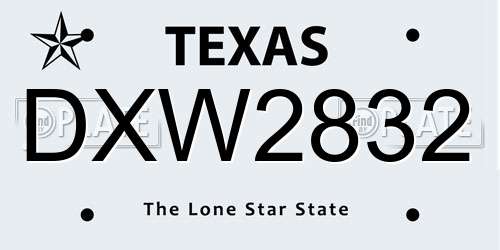 DXW2832 Texas License Plate