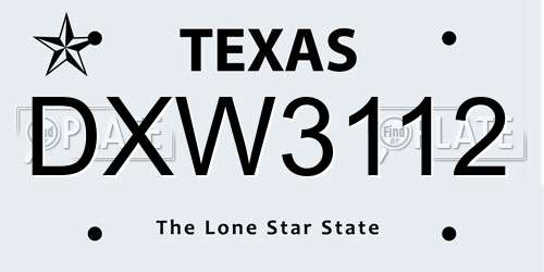 DXW3112 Texas License Plate
