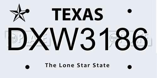 DXW3186 Texas License Plate