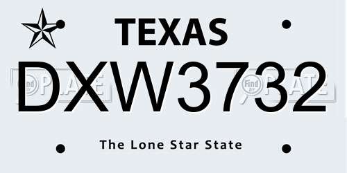 DXW3732 Texas License Plate