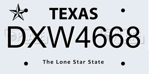DXW4668 Texas License Plate